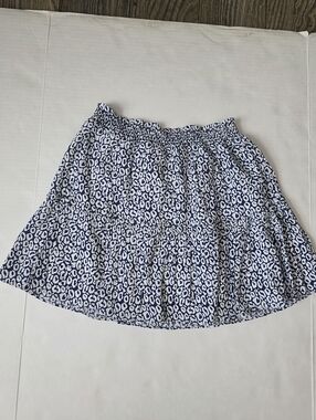 STS Blue Navy and White Printed Tiered Skater Skirt NWT.